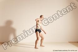 Underwear Gymnastic poses Man White Slim Bald Dancing Dynamic poses Academic